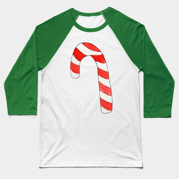 Christmas Candy Cane Baseball T-Shirt by atangledkite